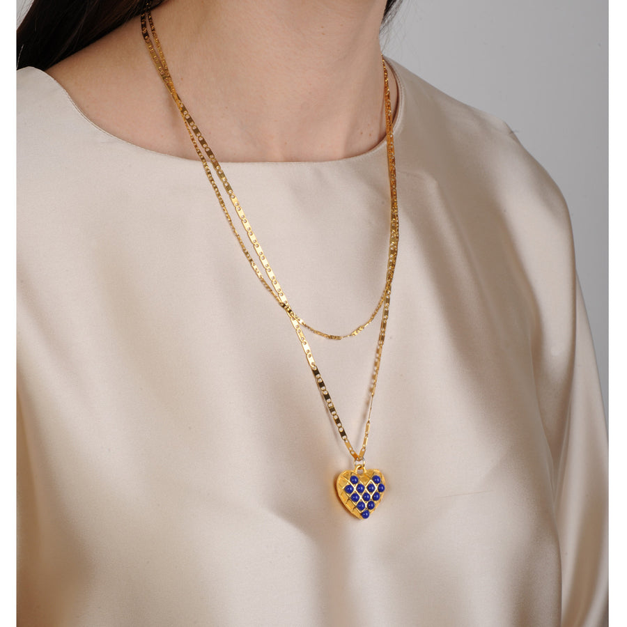 Amore Heart Lapis Lazuli Pendant Necklace