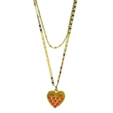 Heart Pendant with gold plated chain and coral cabochons