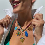 katerina spoam heart short necklace with chrysoprase and multicolored hematite