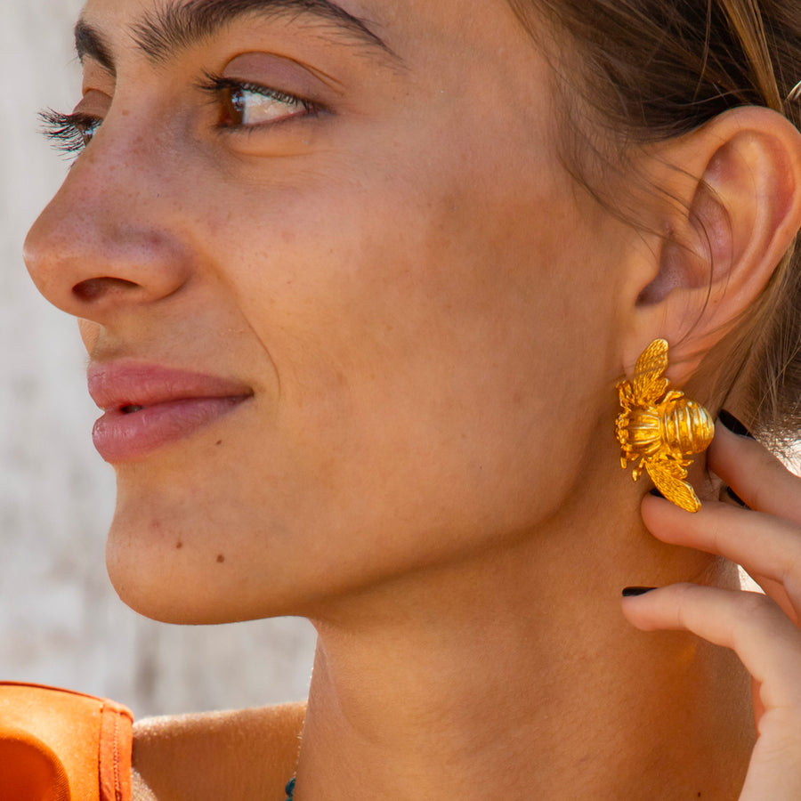 Bee Metal Stud Earrings