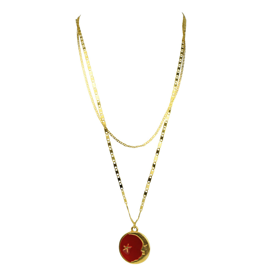 kATERINA pSOMA  Red Pendant Chain Necklace