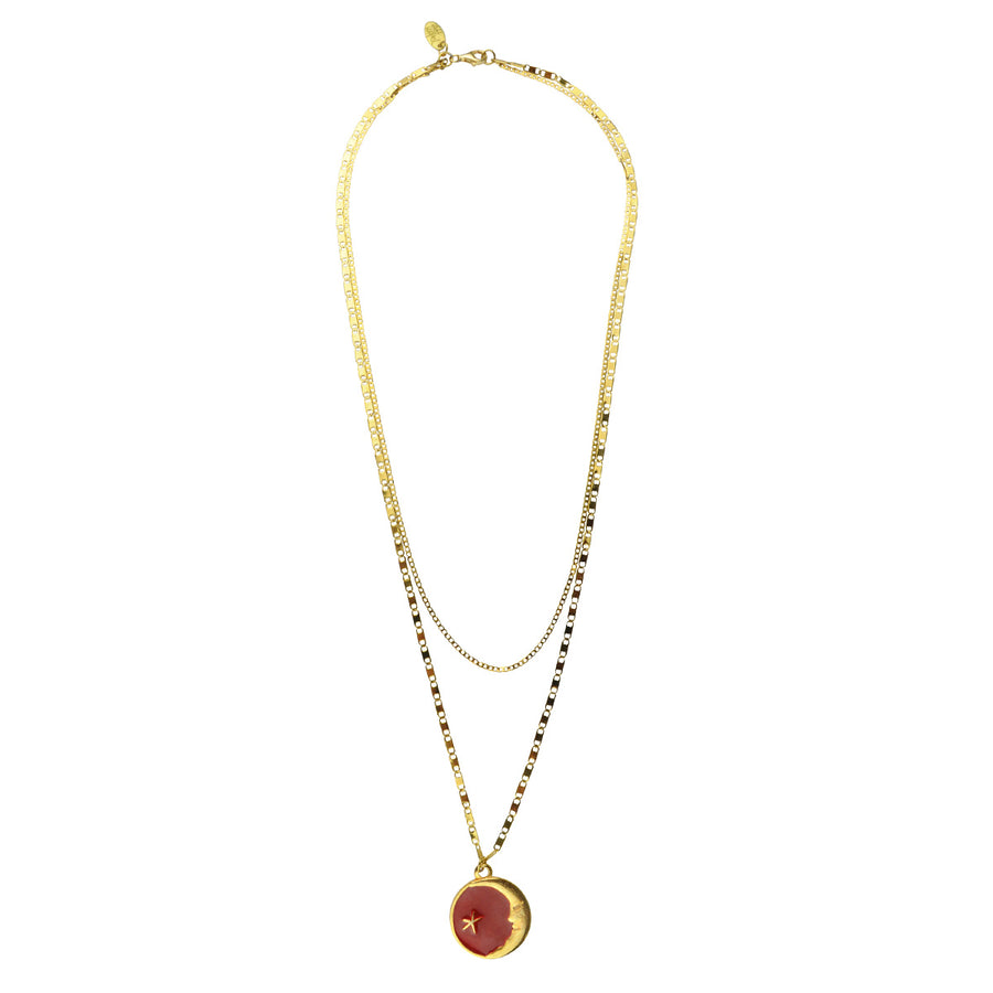 kATERINA pSOMA  Red Pendant Chain Necklace hip medallion