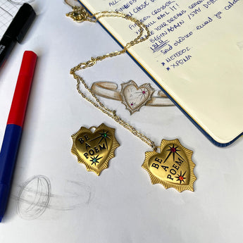 Katerina Psoma Be a Poem Red Necklace gold plated brass and silver
