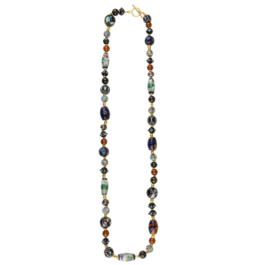 Katerina Psoma Black Bead Necklace murano trade beads