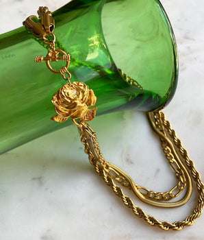 katerina psoma gold plated 3 row necklace costume jewelry detail