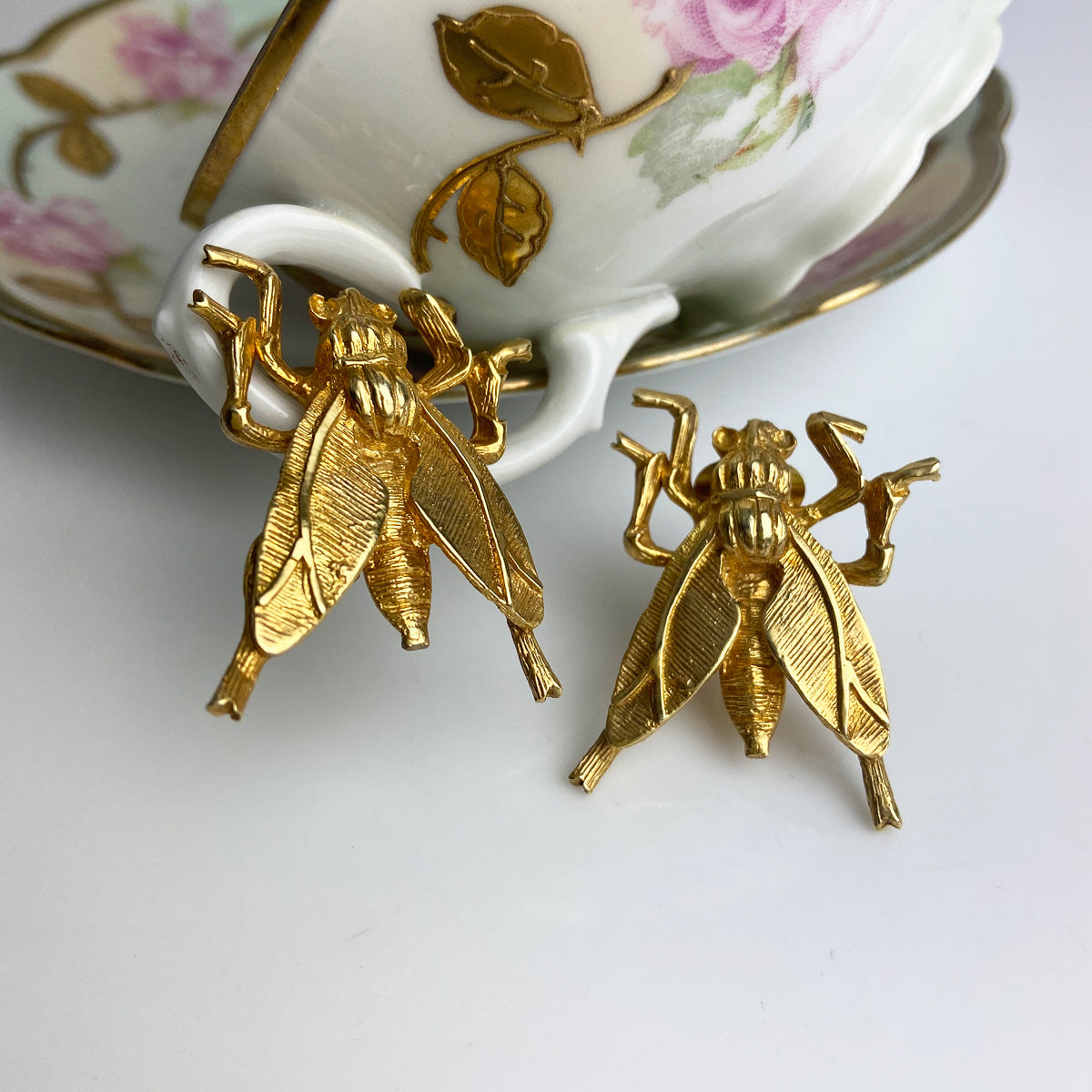 Katerina Psoma Wasp Metal Clip Earrings costume jewelry